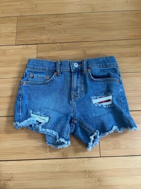 Levi's Blue Distressed Frayed Hem Jean Shorts